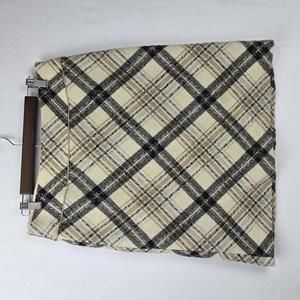 Ann Taylor LOFT Wool Plaid A-Line Midi Skirt Cream Black Size 10P